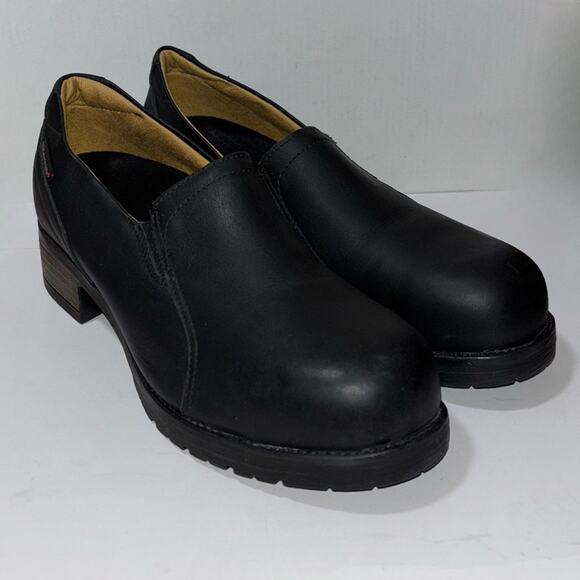 Mellow Walk Vanessa Slip On Shoes Steel Toe Heeled Woman's size 8 Black Leather - Picture 6 of 16